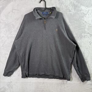 Polo Ralph Lauren 1/4 Zip Sweater Estate Rib Men's XL Grey Preppy Flesh Pony